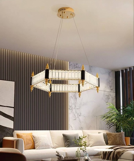 Люстра подвесная, золото, кристалл, ARCHIE 50*18, металл, LED.