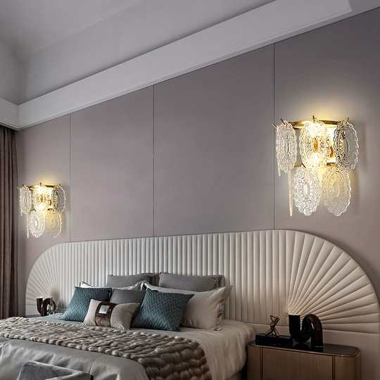 Настенный светильник, БРА TOBIAS 30*30, медный, прозрачный, стекло, металл, E14.