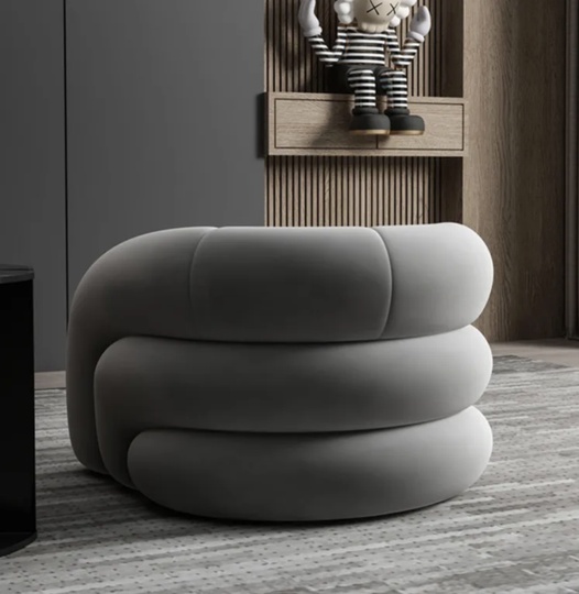 Кресло темно серое мягкое из ворсовой ткани, 88х84х70 см