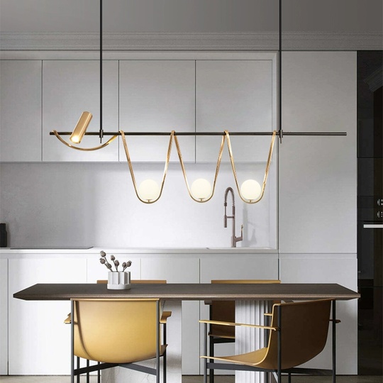 Люстра черная, бронза Elydran, металл, 150*40 см, стекло молочное, G9, GU10