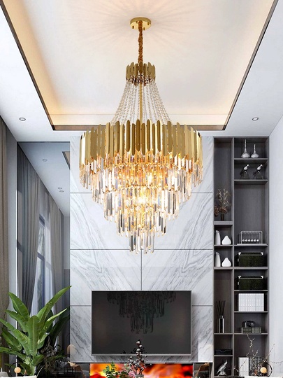 Люстра подвесная, золото, кристалл, BISCUIT 150*260 металл, E14.