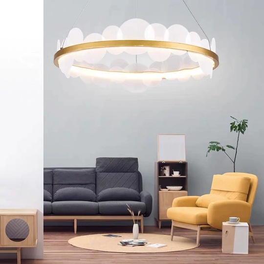 Люстра подвесная, золото, ПММА, REBECKA 80*16, металл, LED.