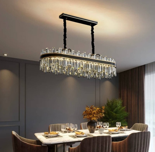 Люстра подвесная BIRGUN 80*23 золото, черный, кристалл, металл, E14.