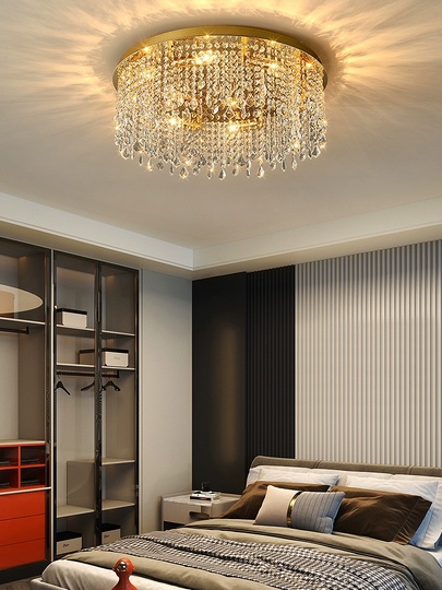 Люстра подвесная, золотой, кристалл, SPARKLING 50*17, металл, E14.