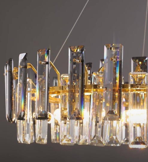 Люстра подвесная ANAR 60*26 золото, кристалл, металл, Е14.