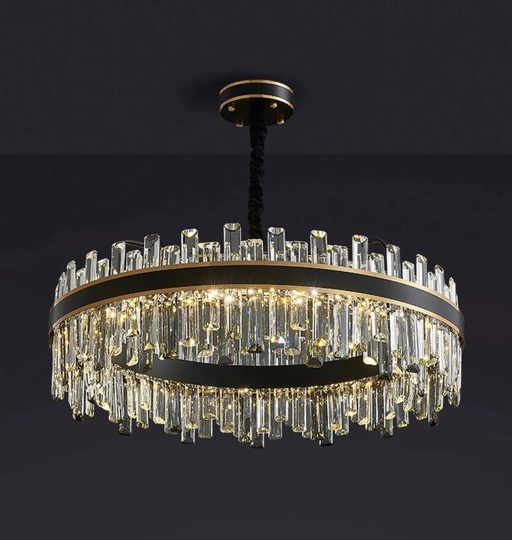 Люстра подвесная BIRGEN 80*23 золото, черный, кристалл, металл, E14.