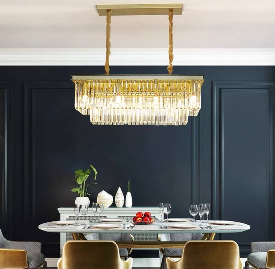 Люстра подвесная, золотой, кристалл, GINA 85*28, металл, E14.