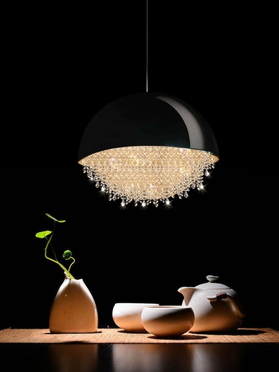 Люстра подвесная, серебро, черный, кристалл, SALENA BLACK 80*90 металл, LED.