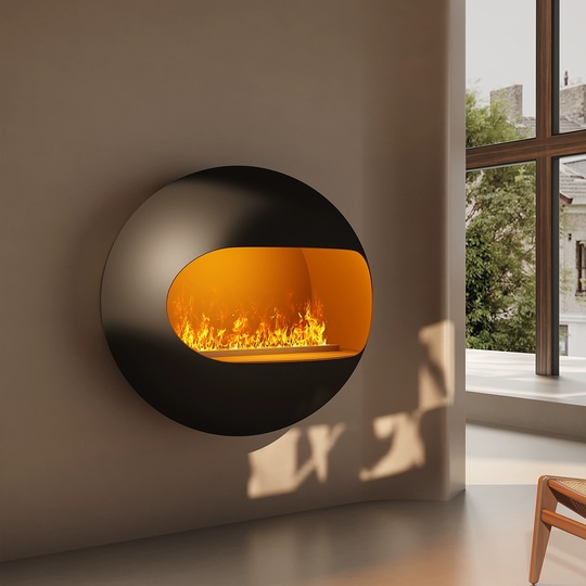 Настенный 3D камин, черный, Luxer 80*80 см