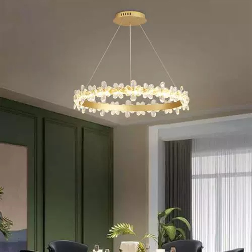 Люстра подвесная, золото, хрусталь, AXTON 80*120, металл, LED