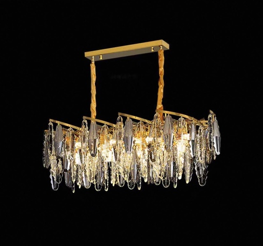 Люстра подвесная, золото, хрусталь, HUNTER 100*40 металл, E14.