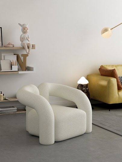 Кресло белое мягкое с банкеткой для ног - EDDY, 82х63х73