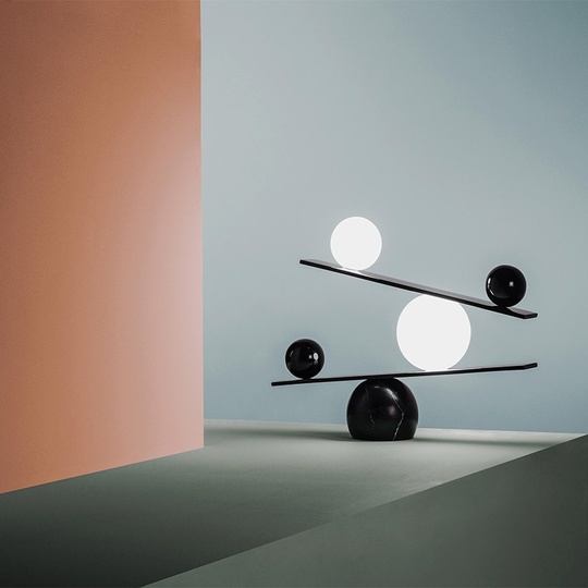 Лампа настольная черная Balance черно-белый, 45*50, светодиодная