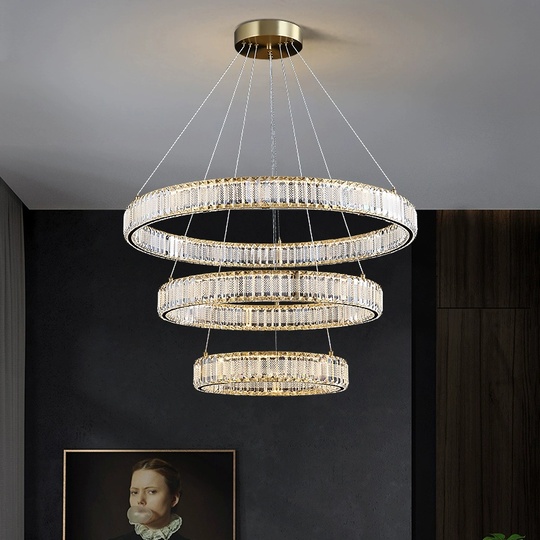 Люстра подвесная CALISKAN 90*150 золотой, хрусталь, металл, LED.