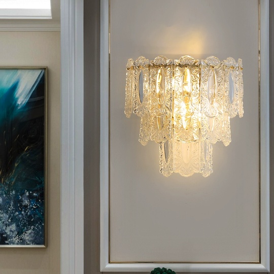 Настенный светильник, БРА WELTER 20*26, медный, прозрачный, стекло, металл, Е14.