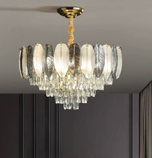 Люстра подвесная AKKUTLU 80*44 белый пепел, стекло, металл, Е14.