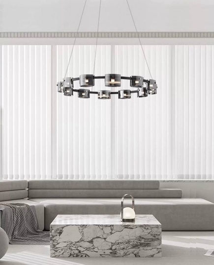 Люстра подвесная, черный, стекло, MELLIFLUOUS 80*17, металл, G9.