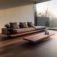 Прямой диван Shaw темный орех, кожа, 280*85*50 см