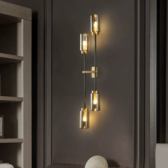 Настенный светильник BASTONI, Бра, 16*79 медный, черный, медь, стекло, G9.