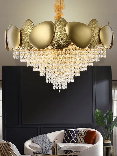 Люстра подвесная золотая Elyvron, металл, 50 см, 60*40 см, Е14