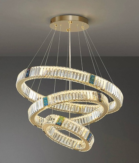 Люстра подвесная, золотой, хрусталь, AYSOY 40*60*80, металл, LED.