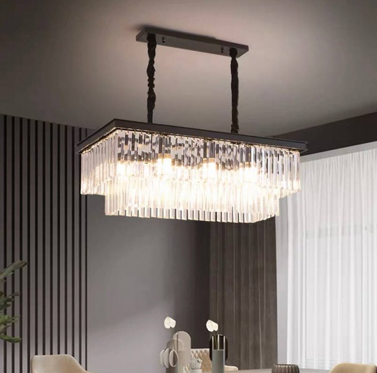 Люстра подвесная, черный, кристалл, GRETA 150*28, металл, E14.