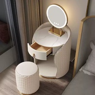 Туалетный столик Light молочный 60×60×73 см с пуфом и зеркалом