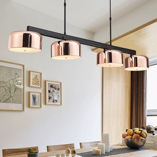 Люстра черная Zyntravo, металл, ПММА розовое золото, 139*10 см, Е27