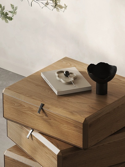 Тумбочка прикроватная, крутящиеся ящики, ореховый цвет, 3 ящ., 50х40х48 см