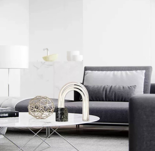 Настольная лампа RAINBOW 34*39, черный, мрамор, стекло