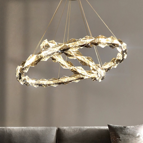 Люстра подвесная, медный, кристалл, AYLIN 80+100, металл, LED.