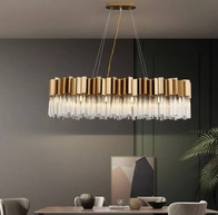 Люстра подвесная медная Evoloji, металл, хрусталь, трос 100 см, 90*40 см, G9