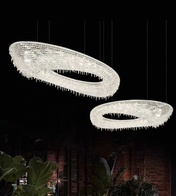 Люстра подвесная, серебро, хрусталь, ZOE 120*52*20 металл, G9.