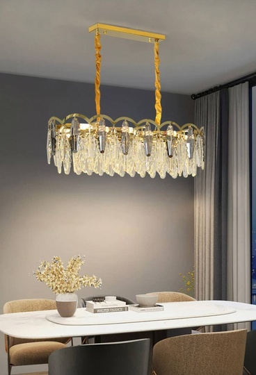 Люстра подвесная, медь, пепельный, кристалл, GULUS 80*28, металл, Е14.