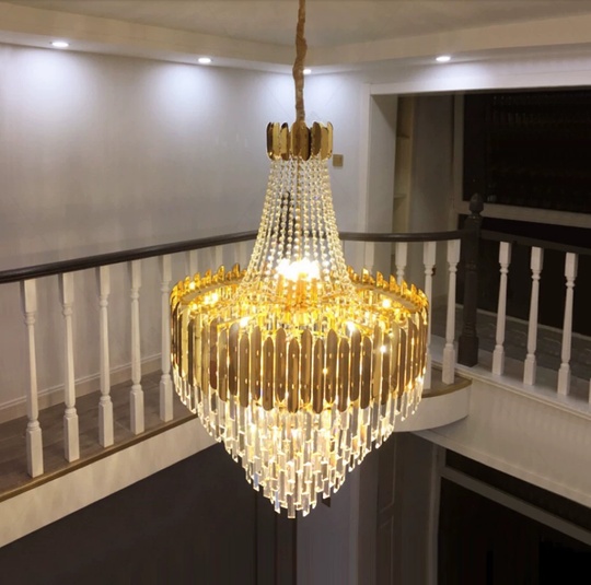 Люстра подвесная, золото, кристалл, BISCUIT 80*120 металл, E14.