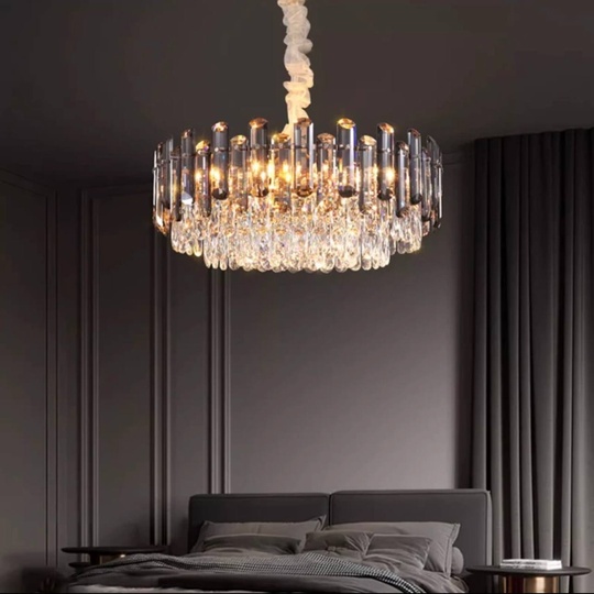 Люстра подвесная ALEV 75*30 золото, кристалл, металл, E14.