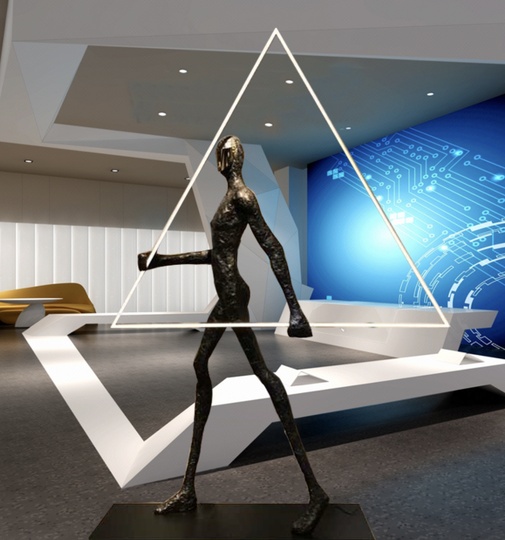 Торшер человек. Напольный светильник черный торшер 98*20*151. NIM GEO - человек с треугольником, LED, 50 Вт