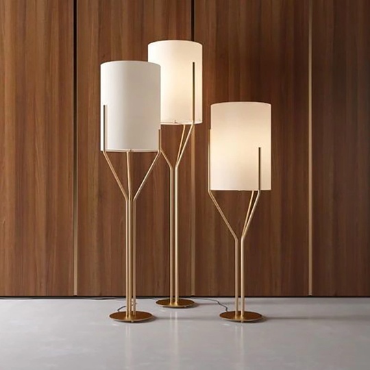 Торшер белый, медь Amelli 34*115, светодиодный, E27, металл, ткань