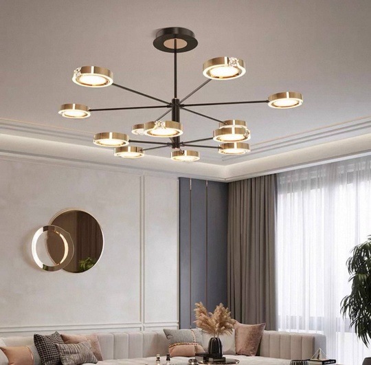 Люстра черная, золото Elixor, металл, 100*54 см, светодиодная, LED