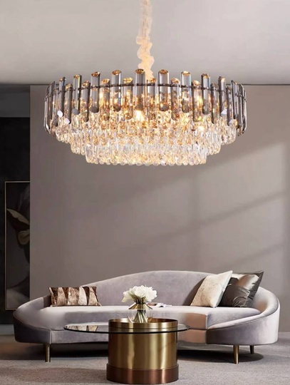 Люстра подвесная ALEV 75*30 золото, кристалл, металл, E14.