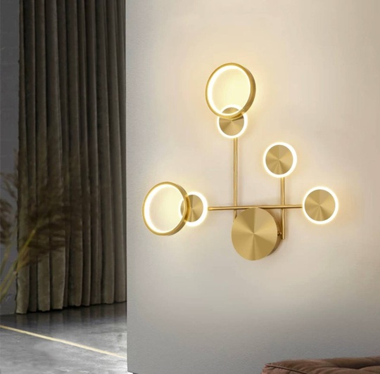 Настенный светильник, Бра, HENRY 57*62, золотой, металл, LED.