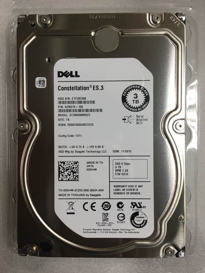 Жесткий диск DELL 3TB 3.5 7.2K SAS ST3000NM0023