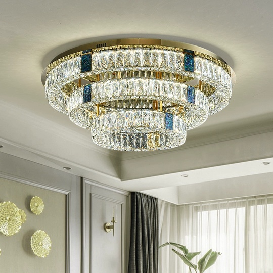 Люстра подвесная CEYHAN 40+60+80 золотой, хрусталь, металл, LED.