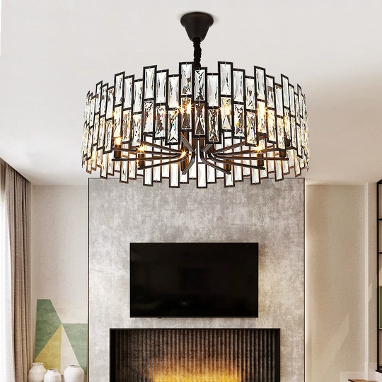 Люстра подвесная, черный, стекло, AYDOLUN 80*31, металл, E14.