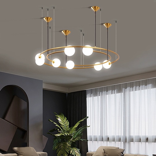 Люстра подвесная, стекло, золото, AIYUSH 80*65, металл, G9