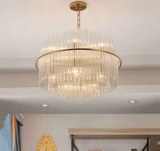 Люстра подвесная бронза Ovitra, металл, стекло, трос 50 см, 80*62 см, G4