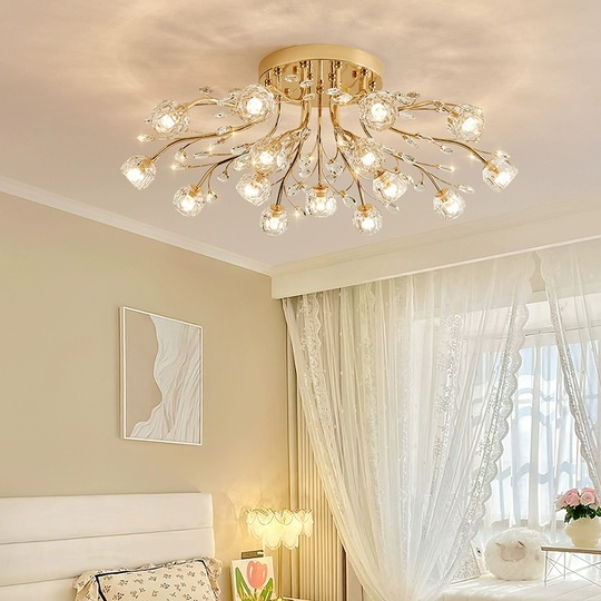 Люстра золотая Elyndar, металл, кристалл,  80*28 см, G9