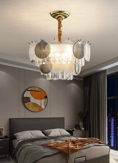 Люстра подвесная ERKE 50*28 золото, стекло, металл, Е14.