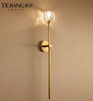 Дизайнерский светильник медь 12,5*90 см, led, E14, медь, хрусталь