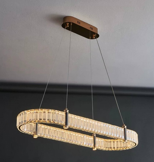 Люстра подвесная CAKIR 80*150  золотой, хрусталь, металл, LED.